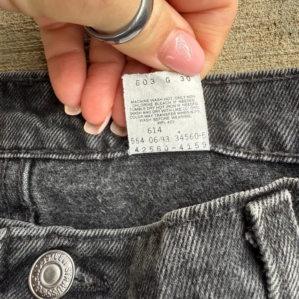 Vintage 90s Levi's 560 Black Jeans 40x30 Orange Tab Loose Fit Tapered Leg